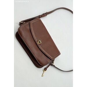 Fossil Brown Leather Crossbody‎ - Size S